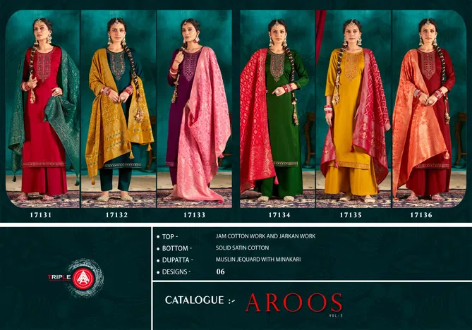 Aroos Vol 3 By Triple Aaa Jam Cotton Dress Material Wholesalers In Delhi